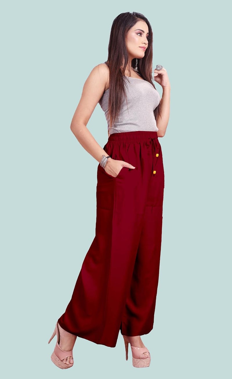 VIG TRENDS Women's Wide Leg Palazzo Pants, High Waist, Drawstring Closure, Casual Loose Fit Trousers - Image 2